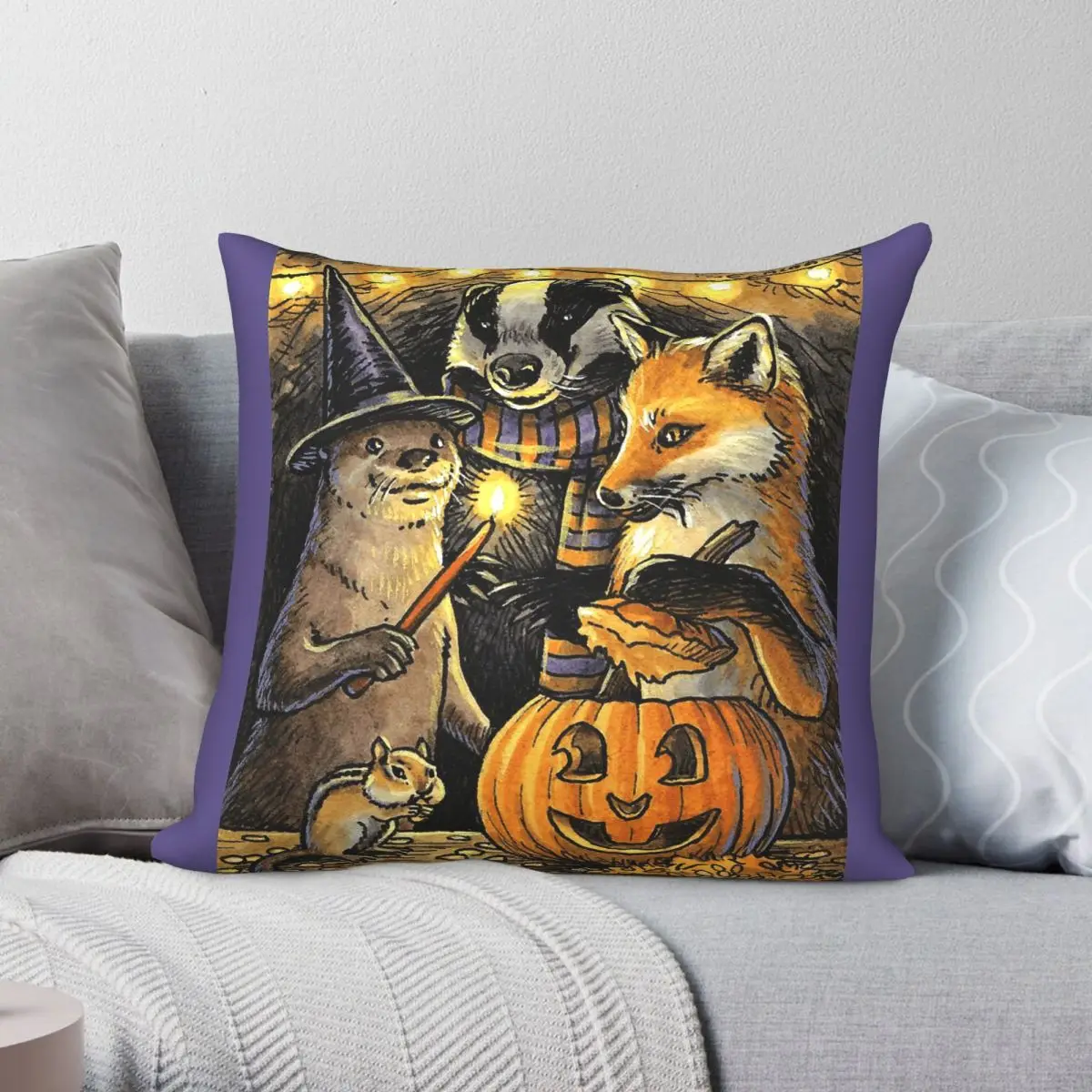 Halloween Pumpkin Carving Eve Square Pillowcase Polyester Linen Velvet Creative Zip Decor Sofa Seater Cushion Cover