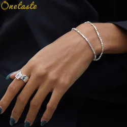 925 Sterling Silver Irregular Small Blocks Strand Bracelet For Women Minimalist Shining Chain Stackable Bracelets Trendy Gift