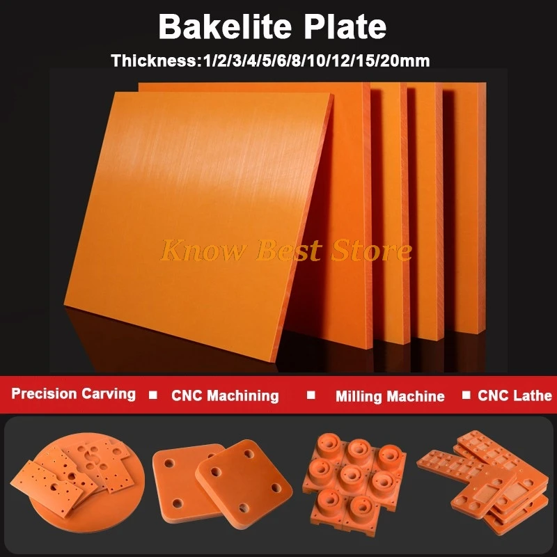 1-10Pcs Electric Bakelite Insulation Plate Orange Phenolic Resin Bakelite Board High Temperature Resistance Sheet Thick 1-20mm