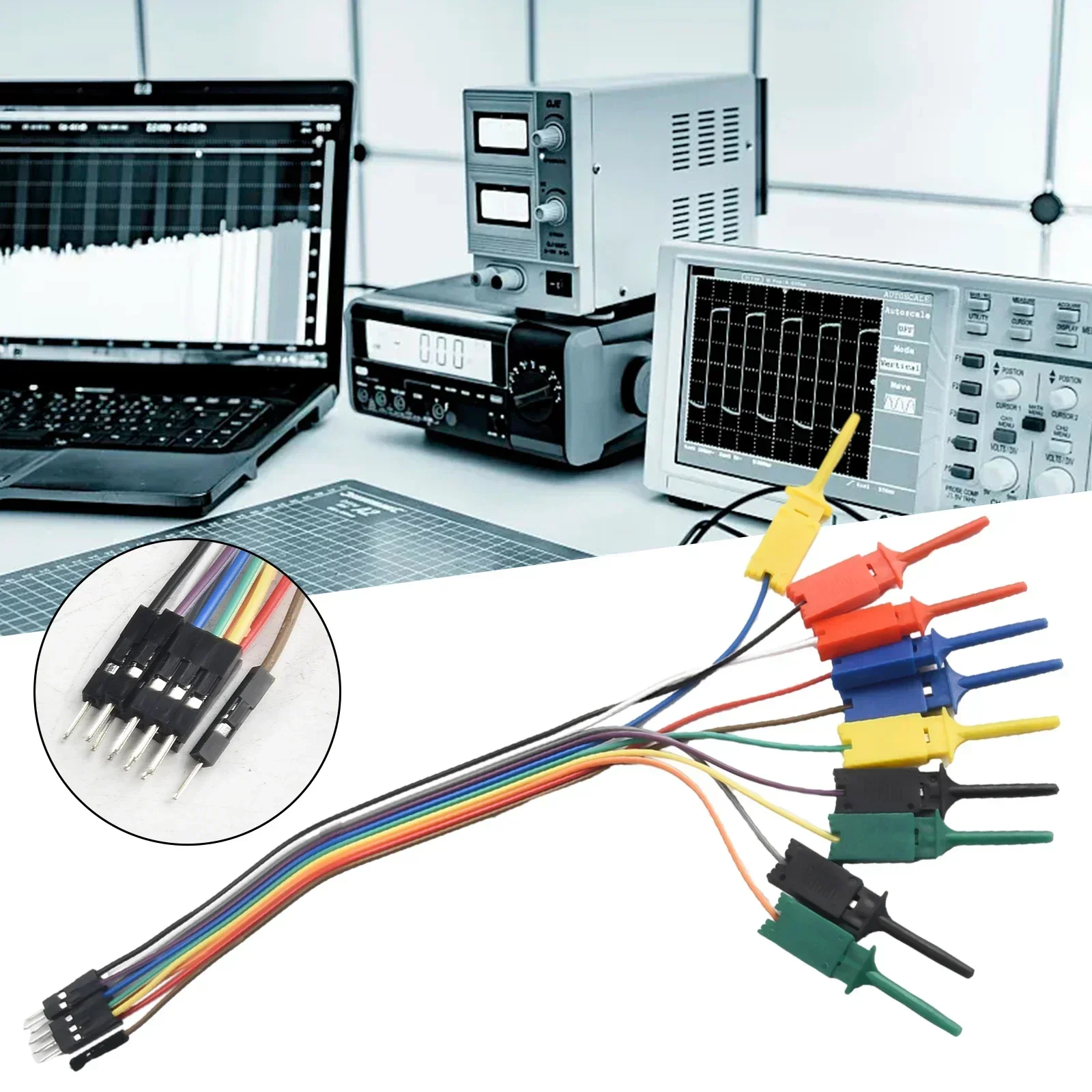25cm Logic Analyzer Cable Gripper Probe Test Leads 10pin Retractable Clips Hook Clamp Kit For Chips Pins Connecting Testing Tool