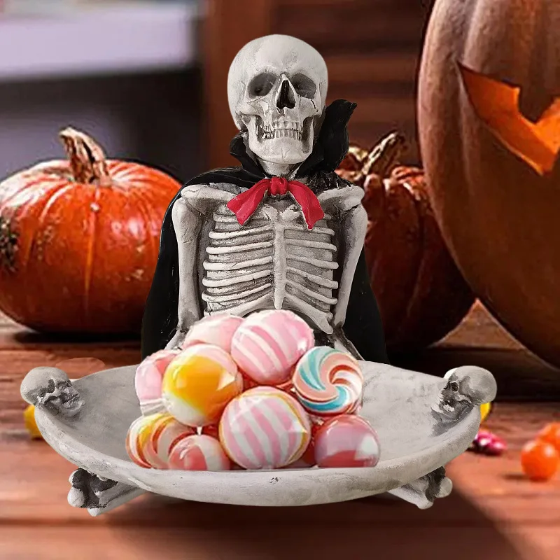Halloween Gift Cloak Skull Tray Desktop Storage Decoration Resin Craftsmanship Decoration Home Decoration