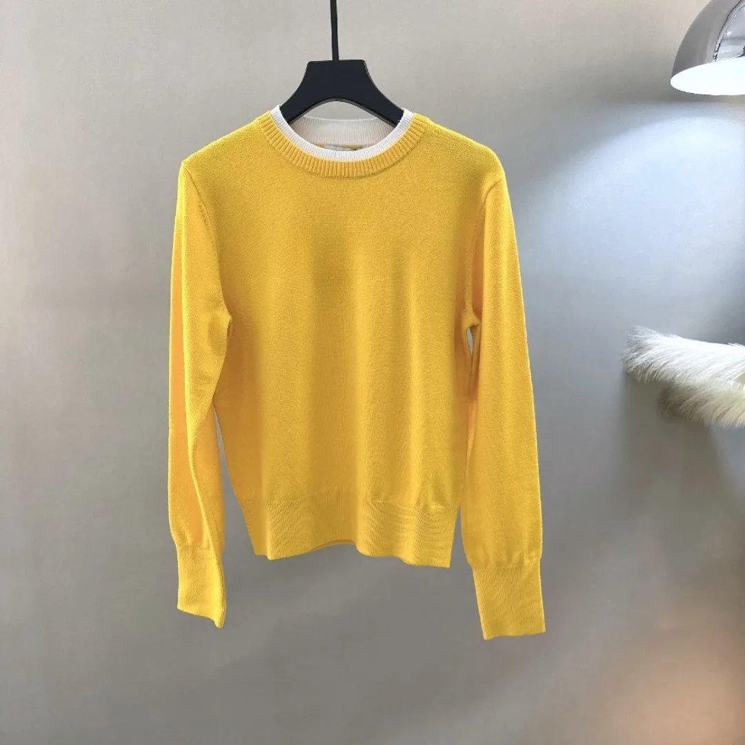 Women's Golf Knit Sweater 2026 Fall New Korean Style Long Sleeve Letter Print Thermal Breathable Cotton Blend Soft Cozy Stretch