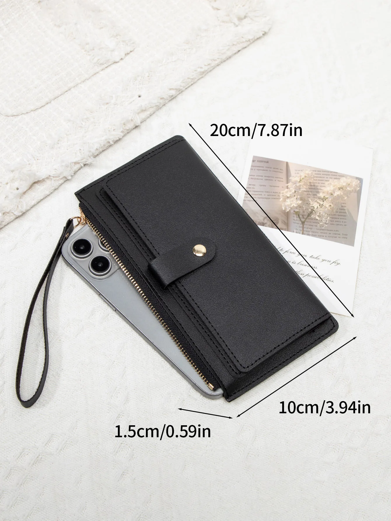 Simple and stylish women\'s long card bag ultra-thin mini PU leather solid color handbag women\'s credit card holder wallet