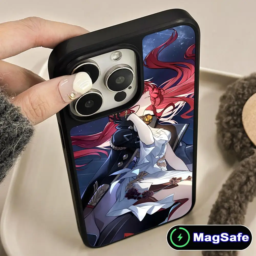 

Чехол для телефона Honkai Star Rail Himeko для iPhone 17, 16, 15, 14, 13, 12, 11 Air Pro Max Plus Magsafe, матовая поверхность, красочный чехол, роскошный