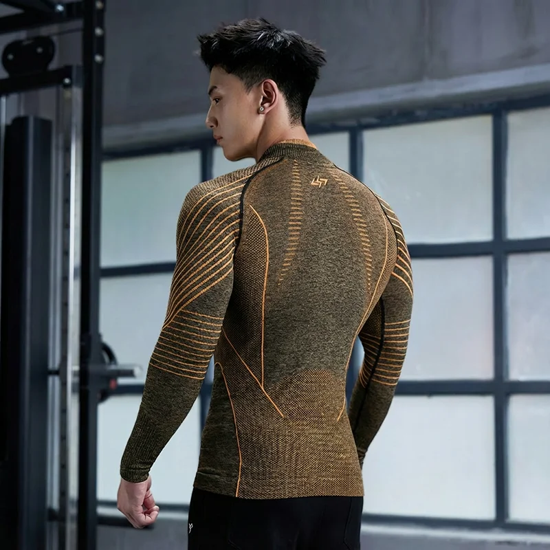 

2026 New Solid Men Top shirt Fitness Clothing Slim-Fit Quick Dry Breathable Sports Long Sleeve Men's Workout Running T-Shirt