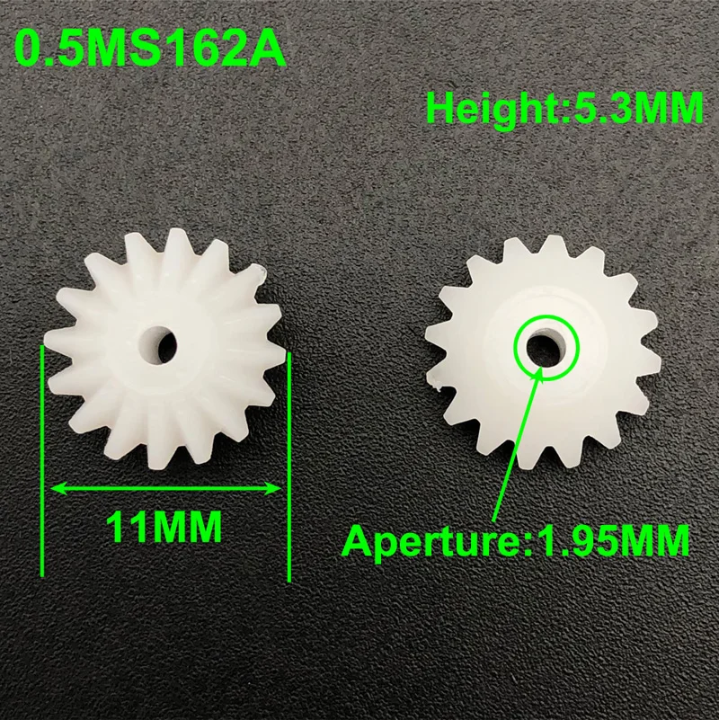 0.5 Module 16 Teeth Plastic Bevel Gear, Pinion Gear, 2.0mm Tight Bore, Transmission Parts for DIY Models, Robots & STEM Projects