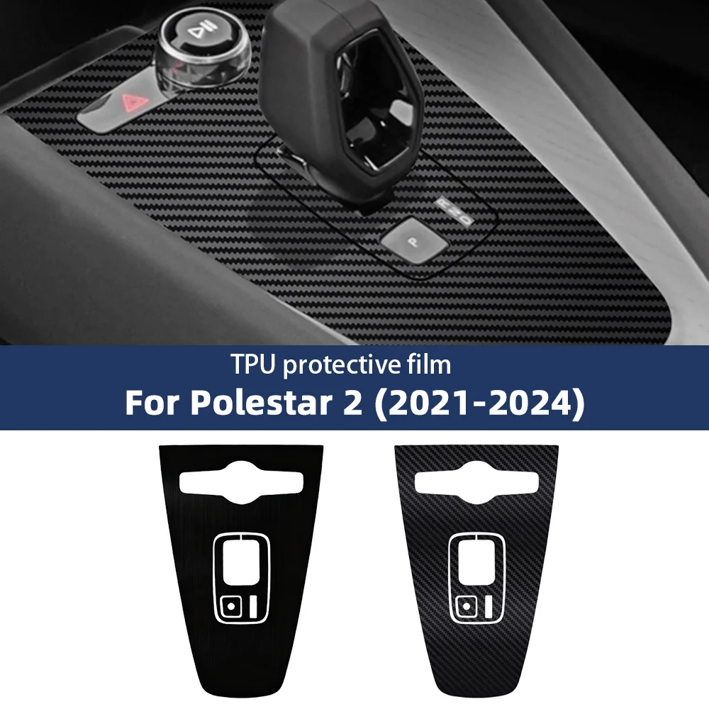 

For Polestar 2 2021 2022 2023 2024 Carbon Fiber Interior Wrap PET Film Car Gear Shift Decoration Sticker Trim LHD RHD