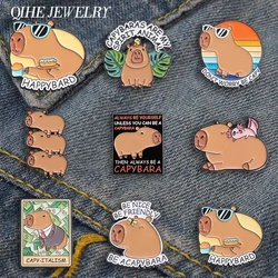 Capybara Hippo Series Enamel Pin Custom Cute Hippopotamus Brooches Accessories Lapel Badge Cartoon Jewelry Gift for Kids Friends
