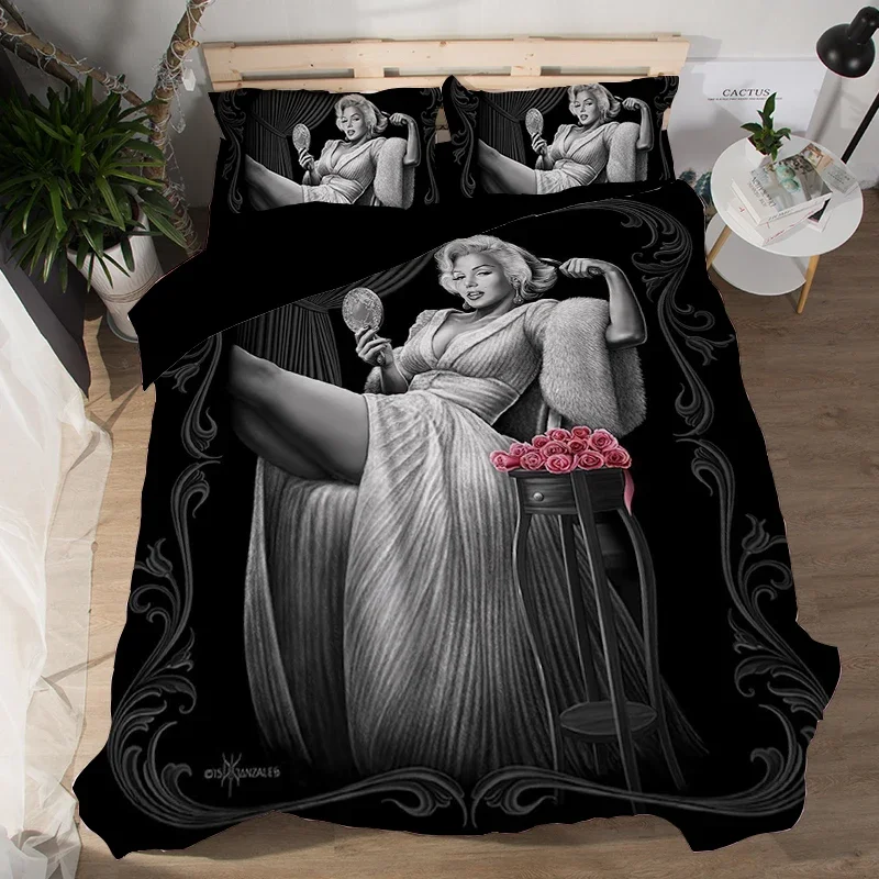 Sexy Goddess Marilyn Monroe 3D Printed Duvet Case Pillowcase Bedding Set Twin Full Queen Size for Bedroom Decor