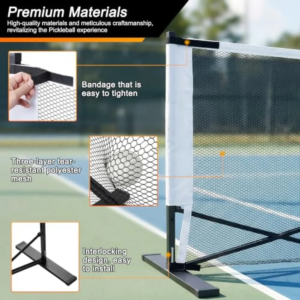 Pickle Balls Net Set System 22ft Aluminum Alloy with Wheels