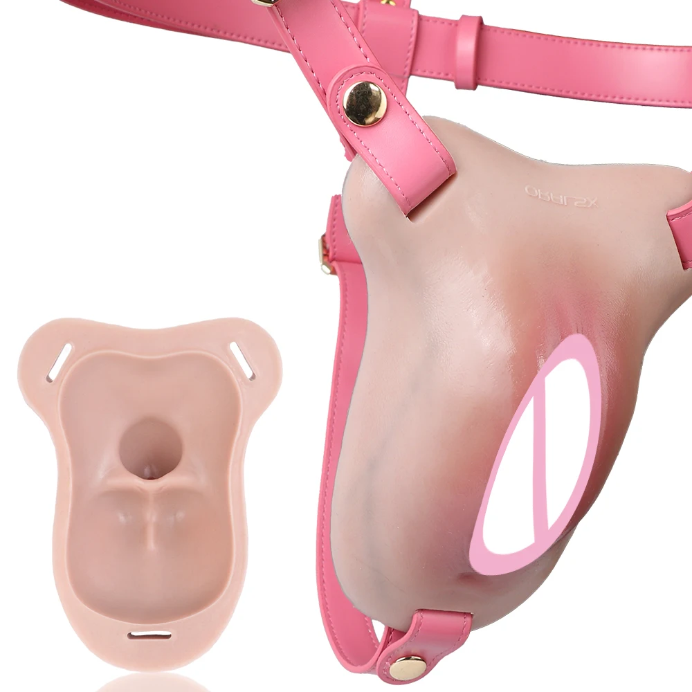 ORALSX Realistic Vagina Clitoral Pad Silicone Male Wearable Penis Cage Device With Urethra Hole for Man Transgender Hiding Gaff