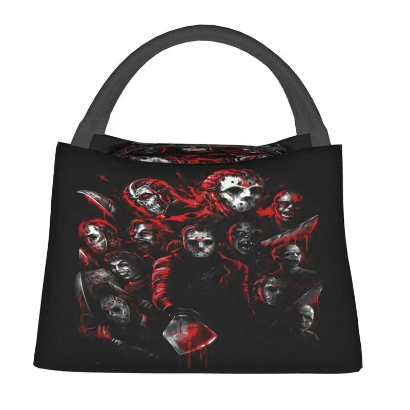 

Custom Horror Movie Character Murderers Lunch Bag Women Cooler Warm Insulated Lunch Boxes for Office Travel