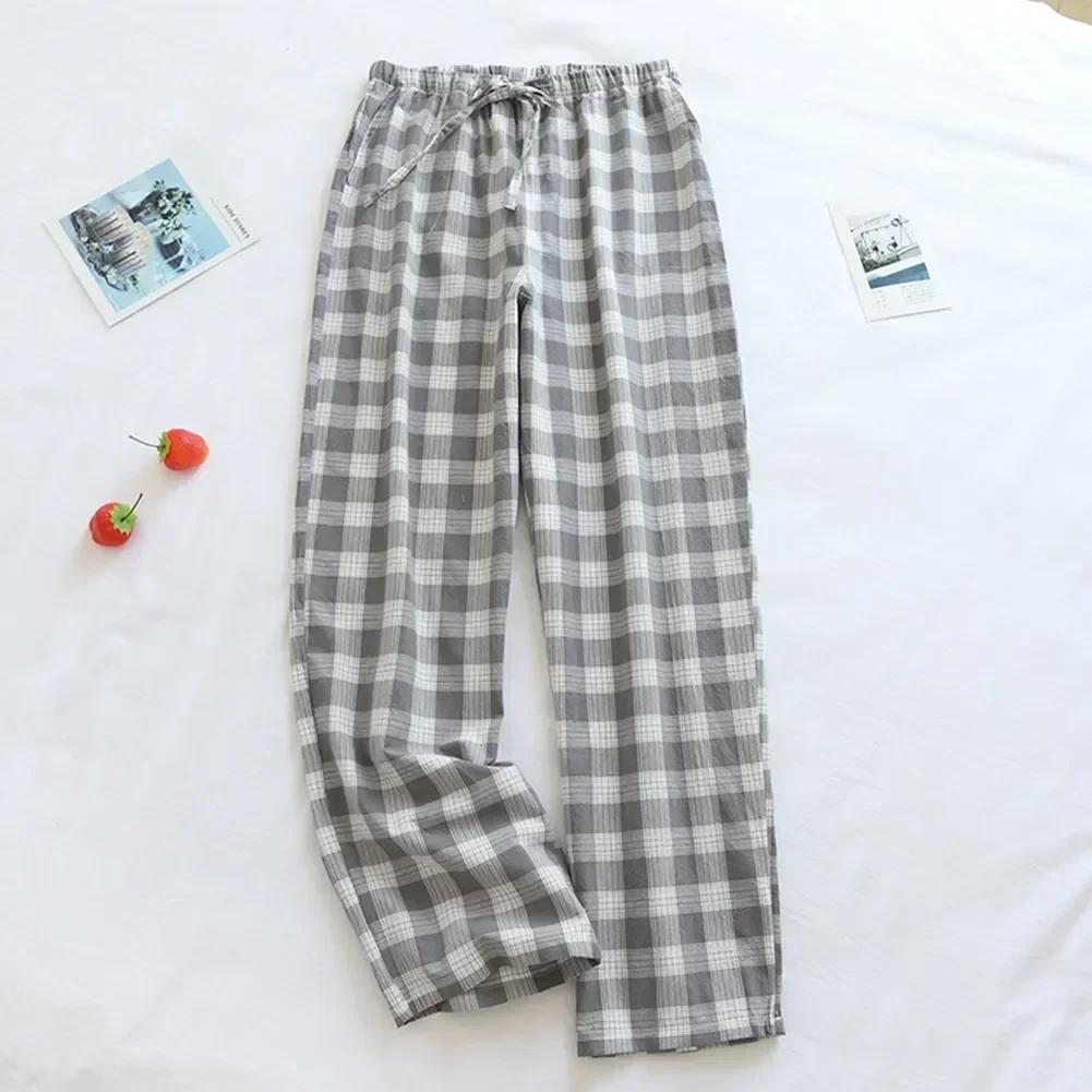 Flannel Loose Pajama Nightwear Bottoms Trousers Plaid Soft Comfortable Casual Skin-friendly Pants Sleeping Men’s Lounge Cotton