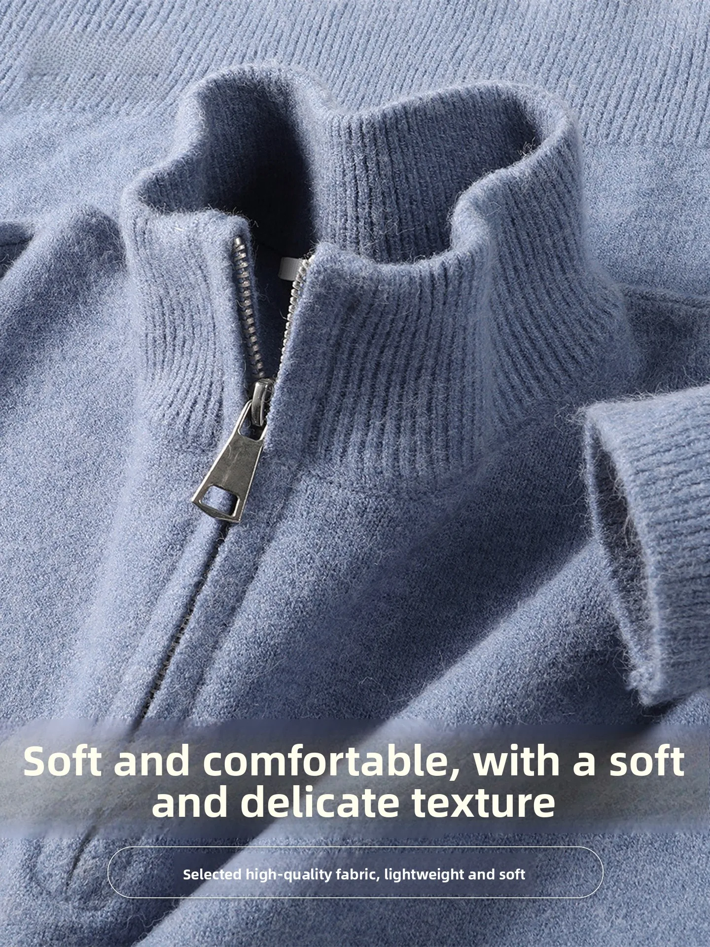 Snow Flng Heavyweight Thiened Casual Zipper f High Collar Sweater Warm Comfortable Simple Menswear Autumn Winter Knitwear