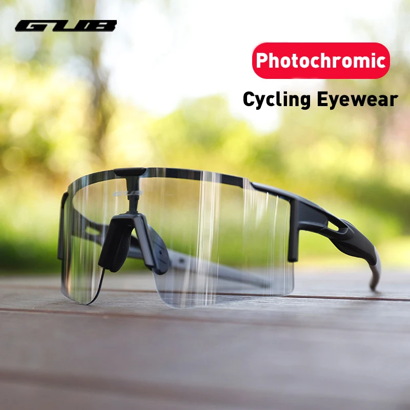 GUB Photochromic Cycling Glasses Bike Bicycle Glasses Sports Men\'s Sunglasses MTB Road Cycling Eyewear UV400 Protection Goggles