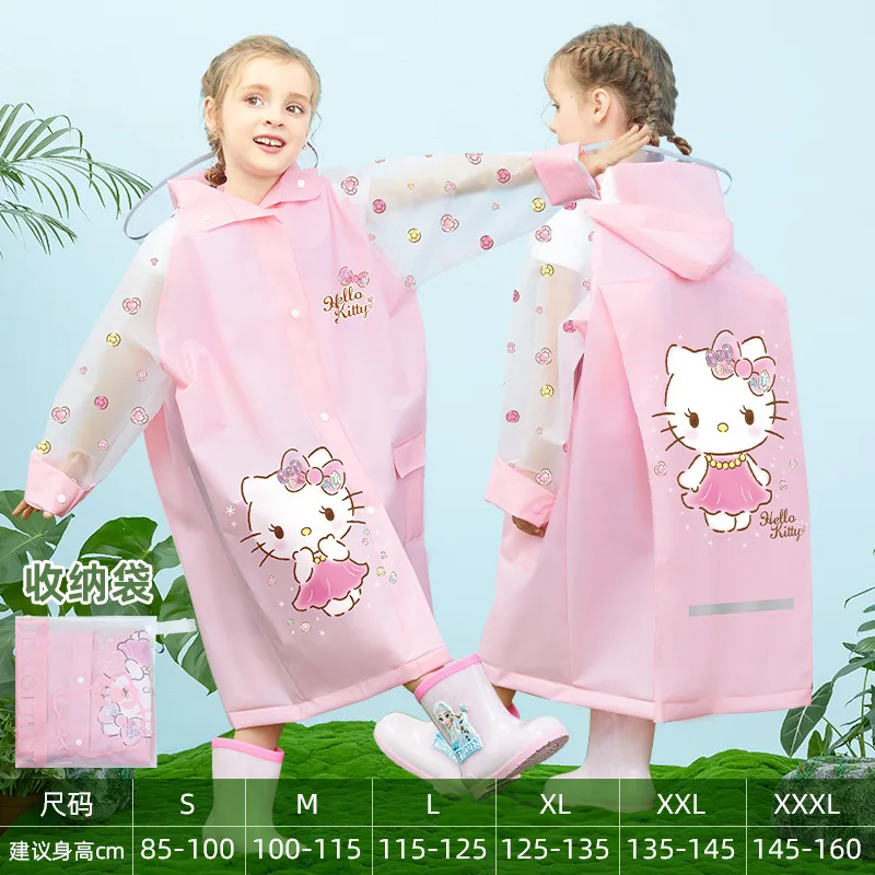 

Sanrio Eva детский плащ Hellokitty Kawaii для девочек и студентов, рюкзак для космического детского сада, водонепроницаемое пончо в стиле аниме