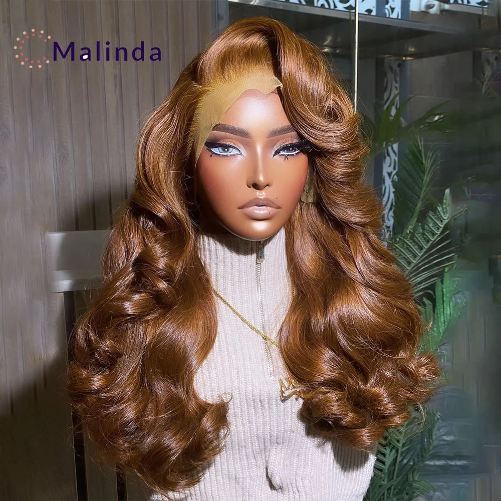 

Honey Blonde Loose Wave Transparent Lace Front Wig For Women Chocolate Colored Glueless Wig Pre Plucked Human Hair Ready To Wear