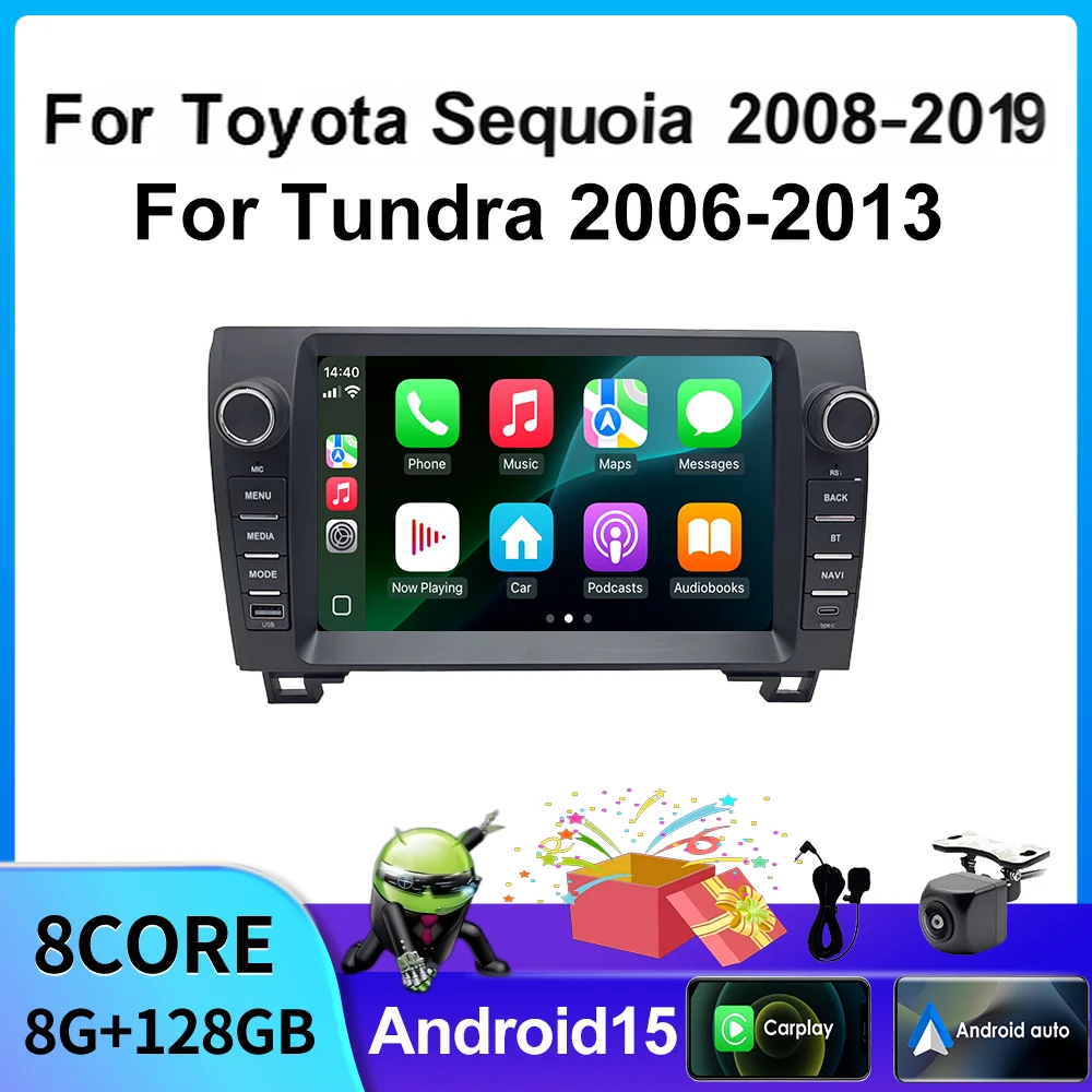 Android Auto Head Unit GPS-Navigation Autoradio für Toyota Tundra 2006-2013 Für Sequoia 2008-2019 mit Wireless Carplay