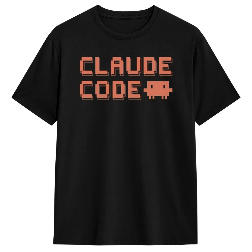 Retro Pixel CLAUDE CODE Graphic T-Shirt Vintage 8-bit Game Style Cotton Short Sleeve Tee Casual Loose Top for Men Women