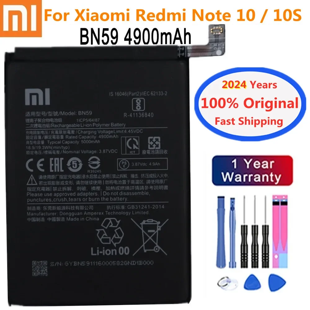 High Quality 100% Original Battery For Xiaomi Redmi Note 10 10S 10 S BN59 5000mAh Phone Battery Batteries Bateria Fast Shipping