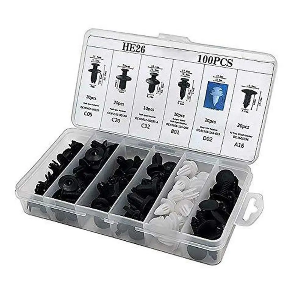 

100x автомобильный нажимной фиксатор, смешанный автозажимной зажим, фиксатор кузова автомобиля, заклепка, бампер, фиксатор дверной панели, фиксатор