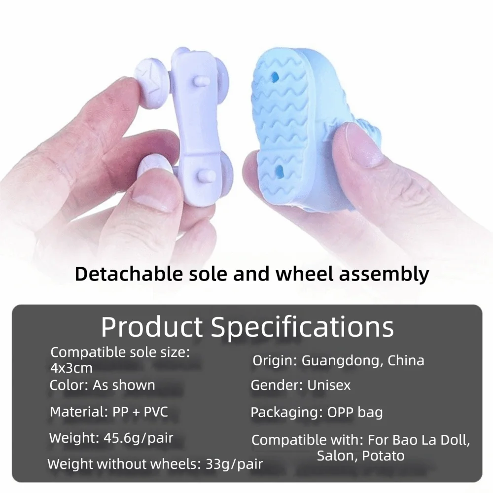 1 Pair Removable Figure Roll Skates Fits Foot Soles 4x3cm PVC Mini Roller Skates Tiny Plastic Shoe For Paula /Salon /Mia