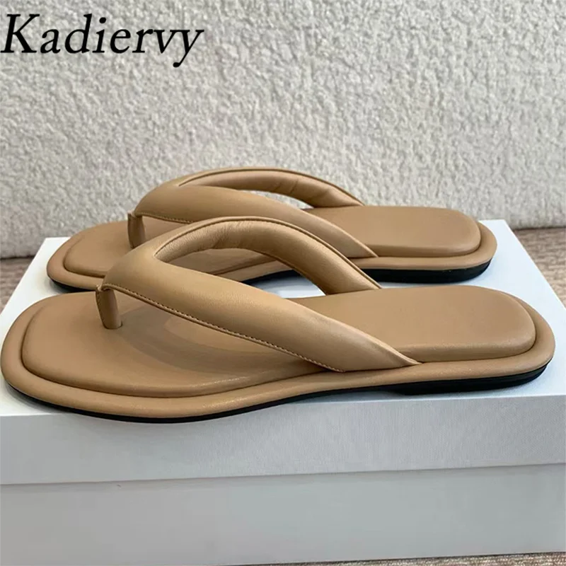 

High Quality Flip Flops Summer Slides Woman Genuine Leather Holiday Mules Shoes Women Comfort Outdoors Flat Slippers Women