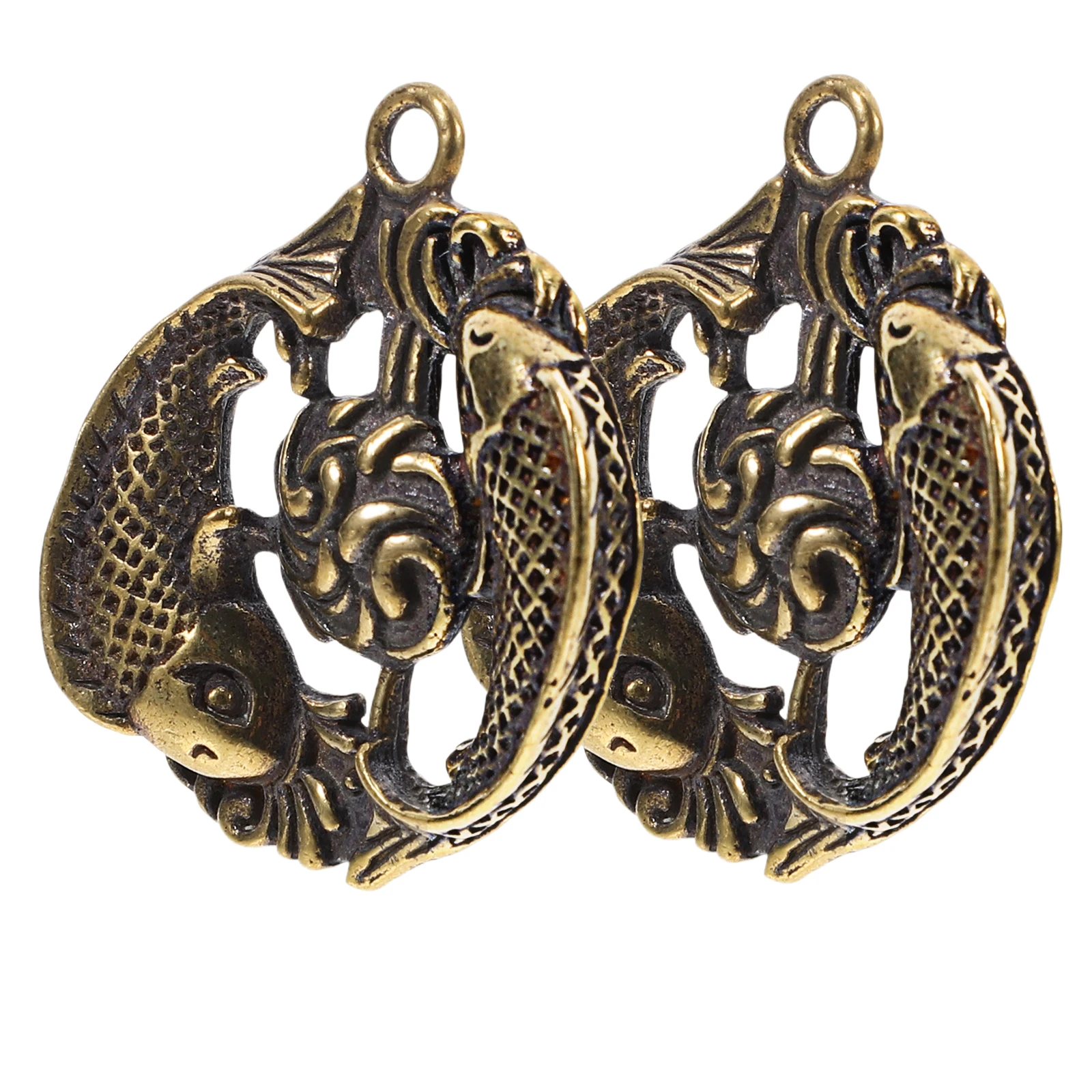 

2 Pcs Pisces Surround Buckle Waist Belt Artistic Brass DIY Button Key Chain Man
