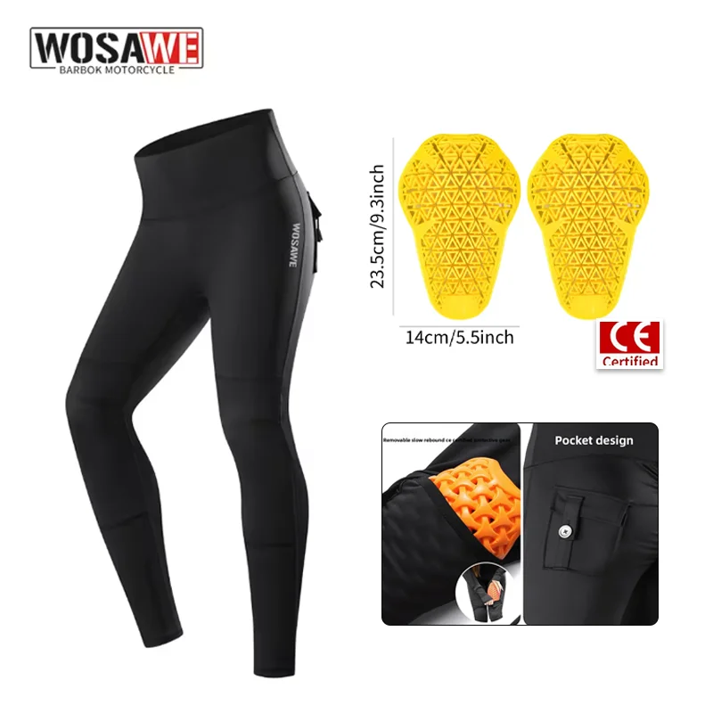 WOSAWE Autumn and Winter Fleece-Lined Warm Women's Riding Pants High-Waisted Hip-Lifting Motorcycle Style Trousers
