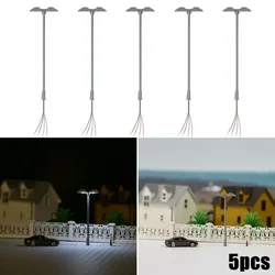 5Pcs Model Platform Light With LED Street Lamp Z Gauge 1: 200-220 Railway Landscape Model Replace Accessories