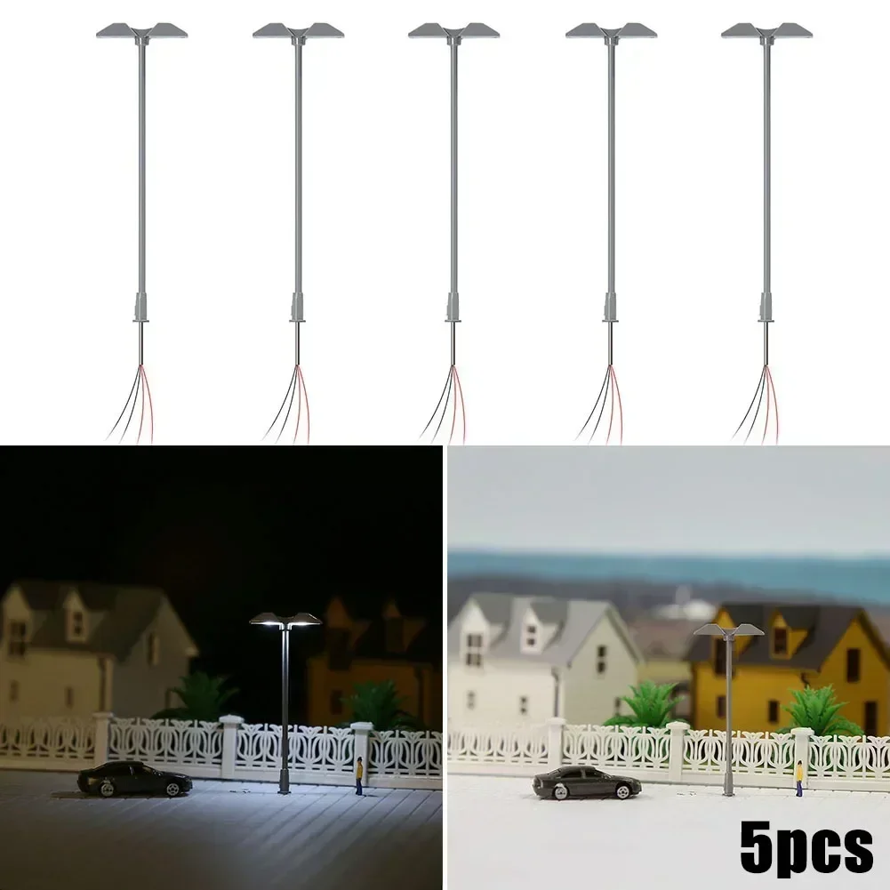 5Pcs Model Platform Light With LED Street Lamp Z Gauge 1: 200-220 Railway Landscape Model Replace Accessories