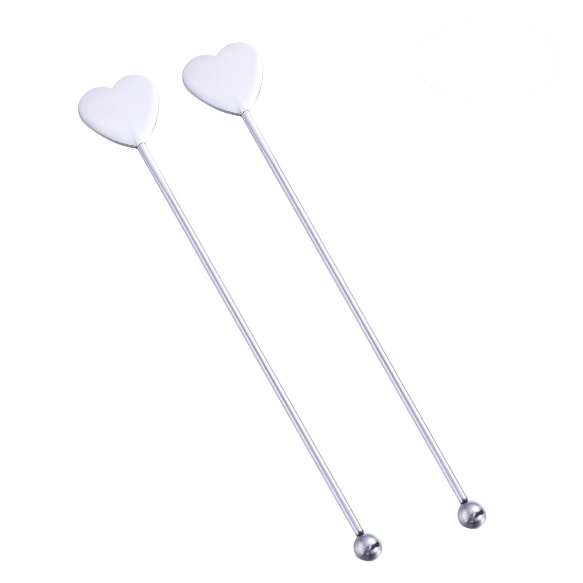 

5 Pcs Stainless Steel Heart-shaped and Round Bead Cocktail Pick Set Fruit Stick Martini Picks(Silver) Muddler