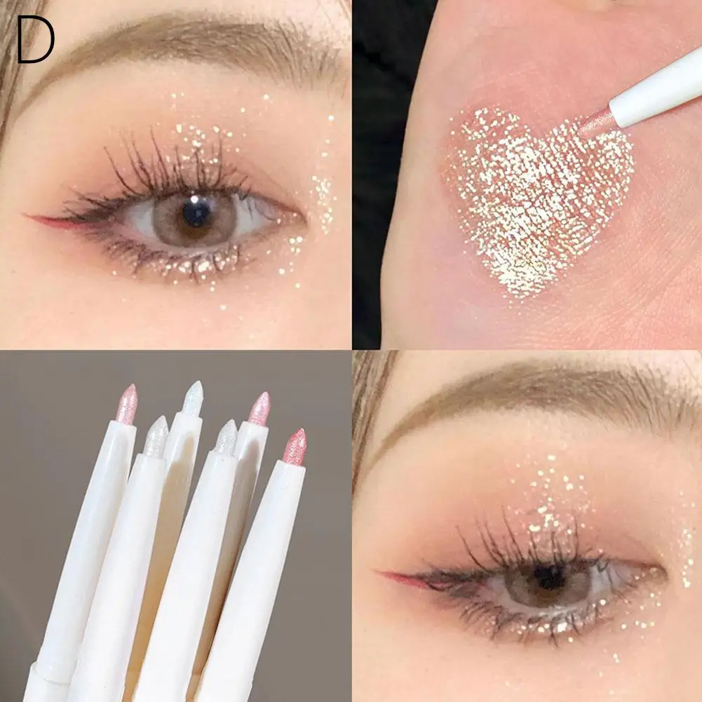 Rotulador resaltador de párpados blanco para iluminar los ojos, delineador de ojos dorado, barra de sombra de ojos para impresionantes resultados de maquillaje O8A2