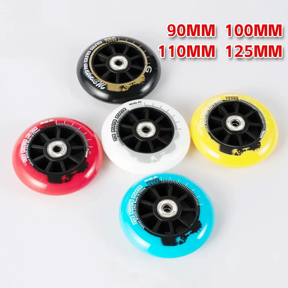 85A Speed Skate Wheels 90/100/110/125mm Durable PU Inline Wheels for Street & Outdoor Skating Wear-Resistant AMB355