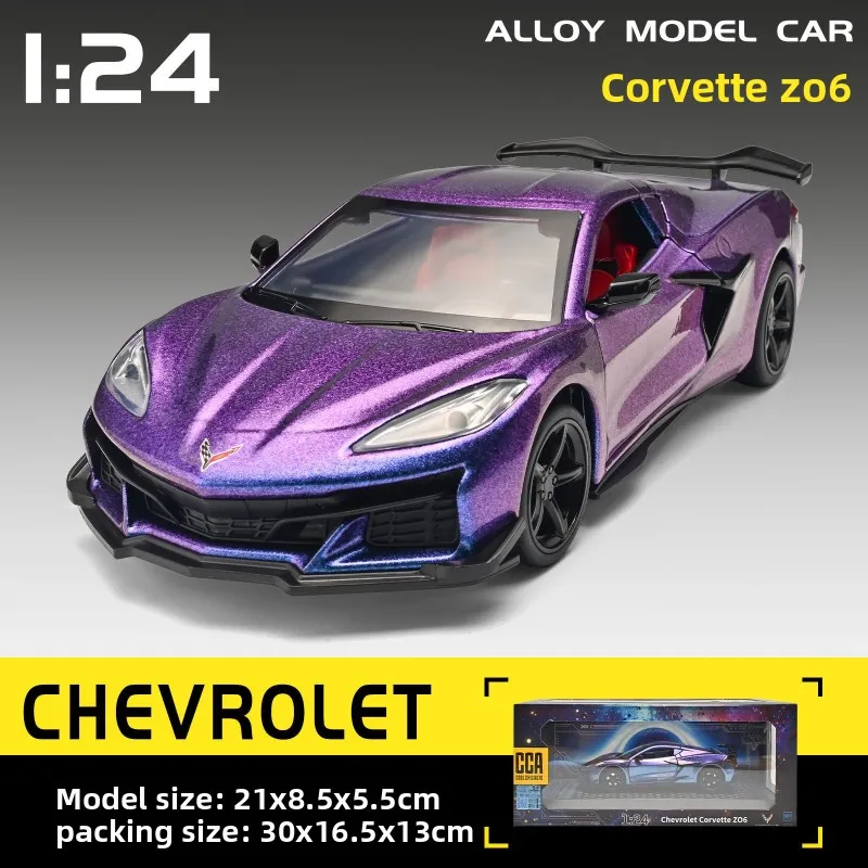 

Модель спортивного автомобиля CCA Diecast 1:24 Chevrolet Corvette Z06 из сплава, имитация, миниатюрная коллекционная модель, украшение, подарок на день рождения для парня
