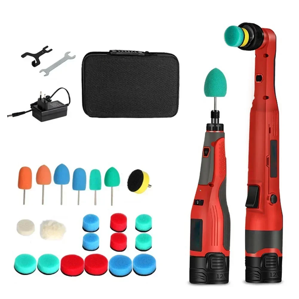 ROOA 12V Cordless Car Polisher  Mini Polishing Machine Kit  Wireless Auto Detailing Waxing  Quick Replacement Polishing Heads