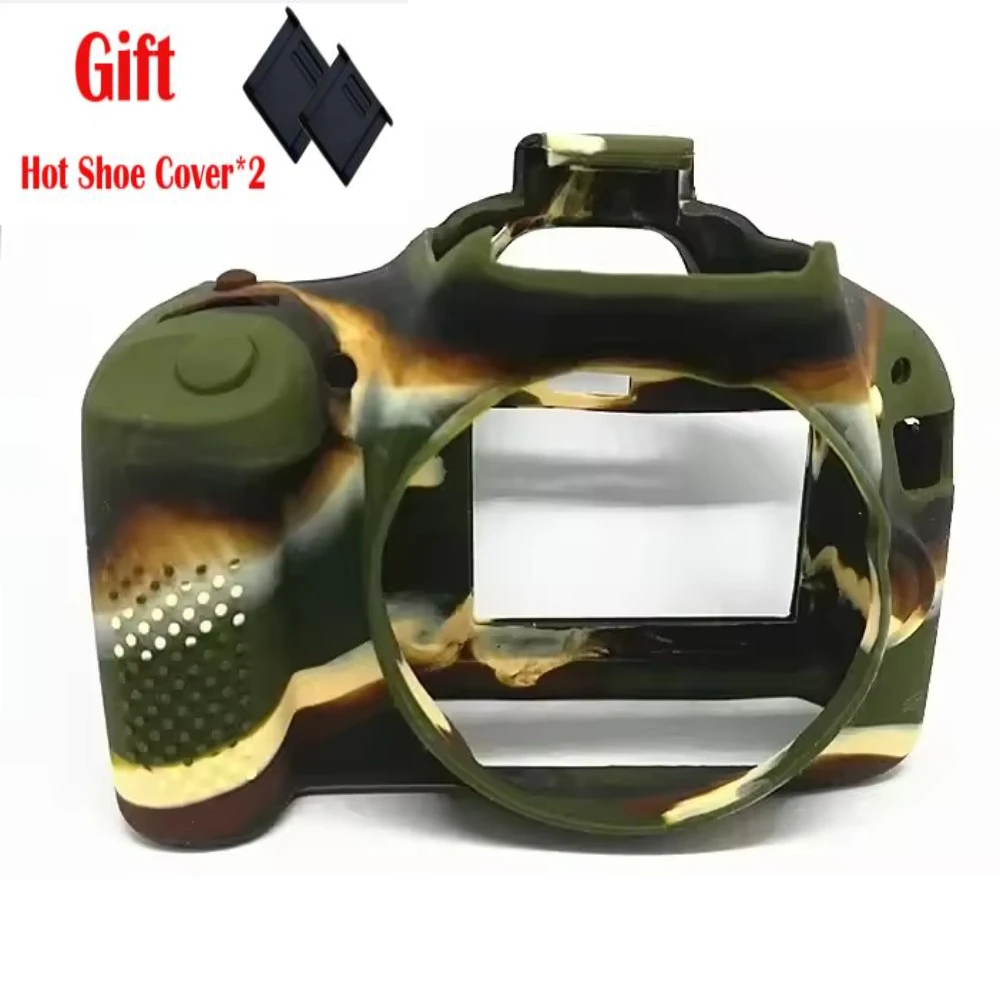 Silicone Armor Skin Case Body Cover Protector For Canon EOS 550D / Rebel T2i  DSLR Digital Camera bag+ 2PCS Hot Shoe Cover