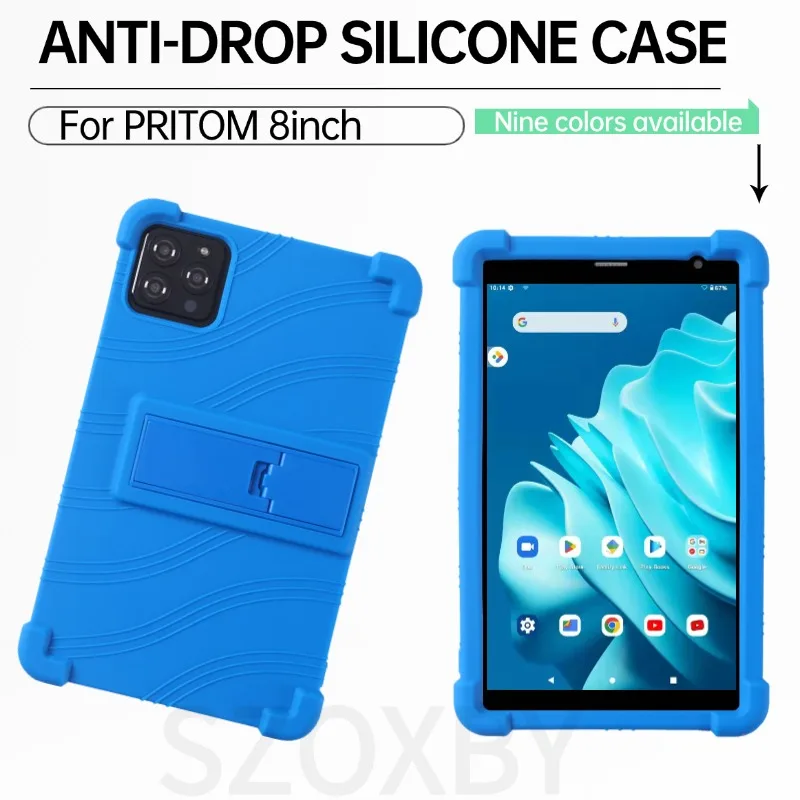 

For PRITOM 8inch Tablet case Android 13 Kickstand Coat Shockproof Cover Tablet Case Soft Silicon Stand Protective Shell