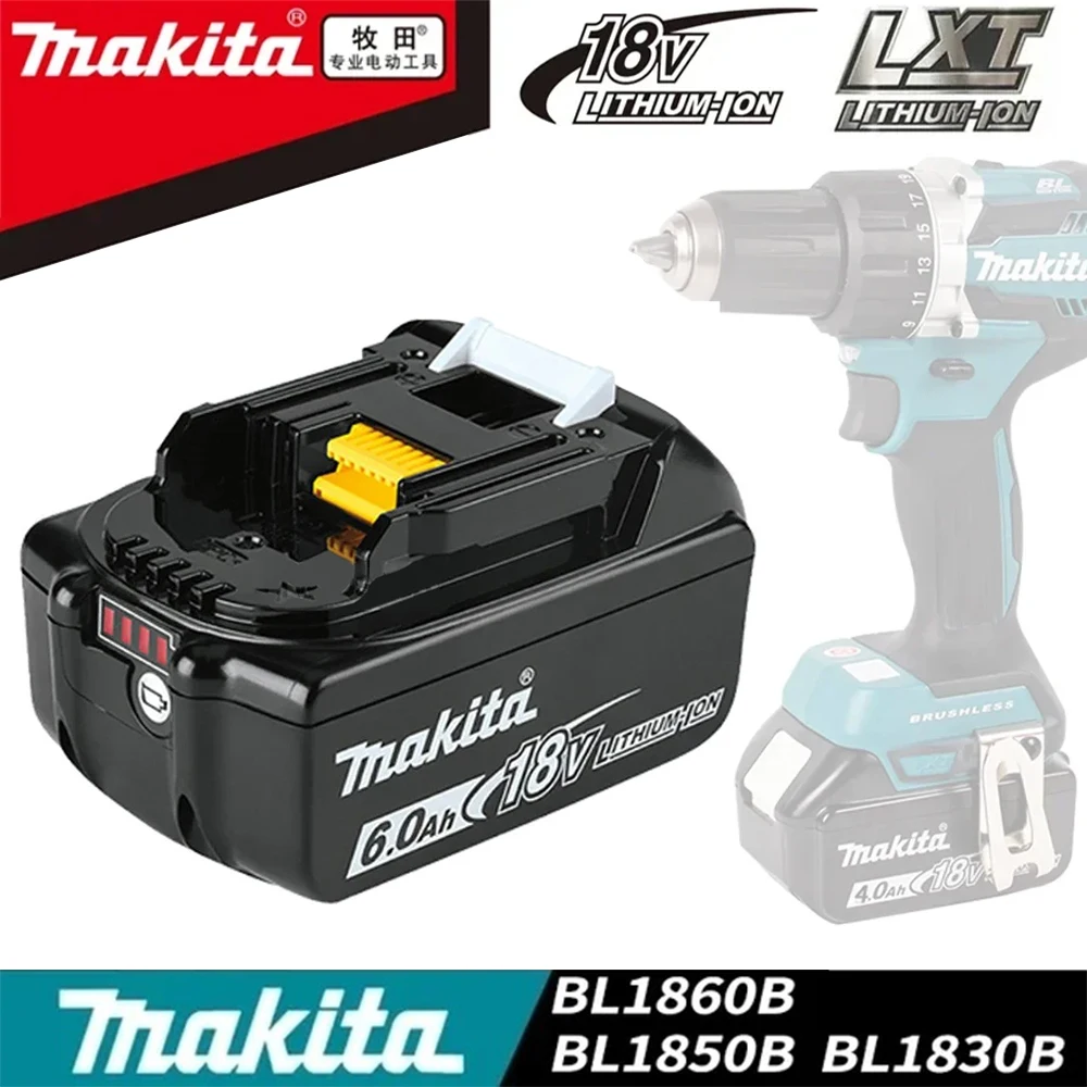 

Original Makita 18V 6A Rechargeable Power Tools Battery 18V makita with LED Replacement LXT BL1860B BL1860 BL1850 Charger