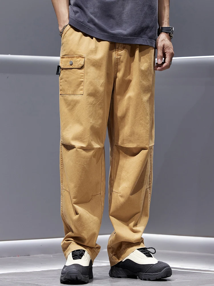 

Retro Cotton Work Trousers Men's Loose Casual Straight Leg Long Pants Design Sensation Cool Pure Cotton Leisure Trousers