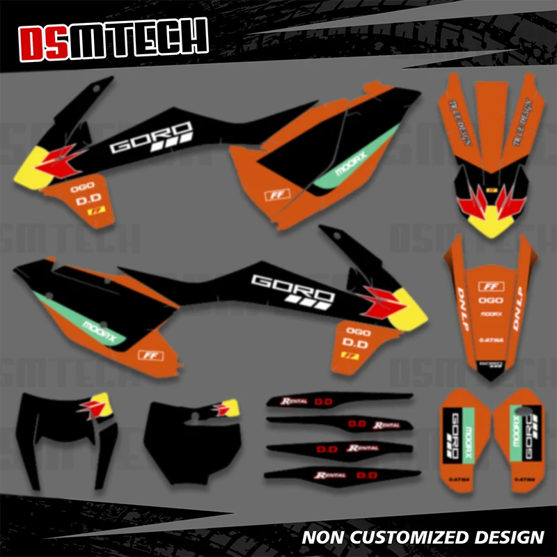 DSMTECH Full Set of Stickers Graphics Decals Kits For KTM XC XCF SX SXF 2016 2017 2018 Number Name Background Custom