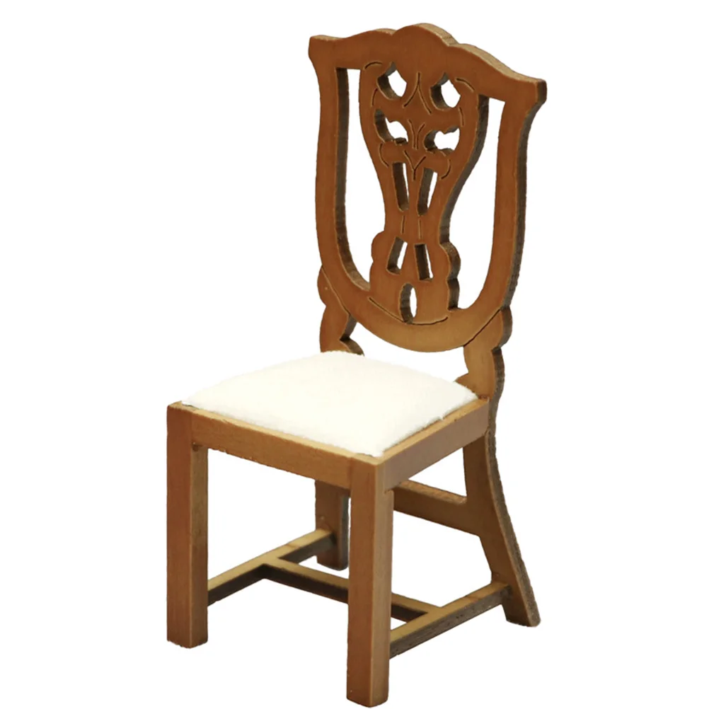 

Miniature Furniture Mini Office Wood Craft Small Size DIY Toy Model House Ornament Kids Pretend Play Gift Decor Mini Chair Chair