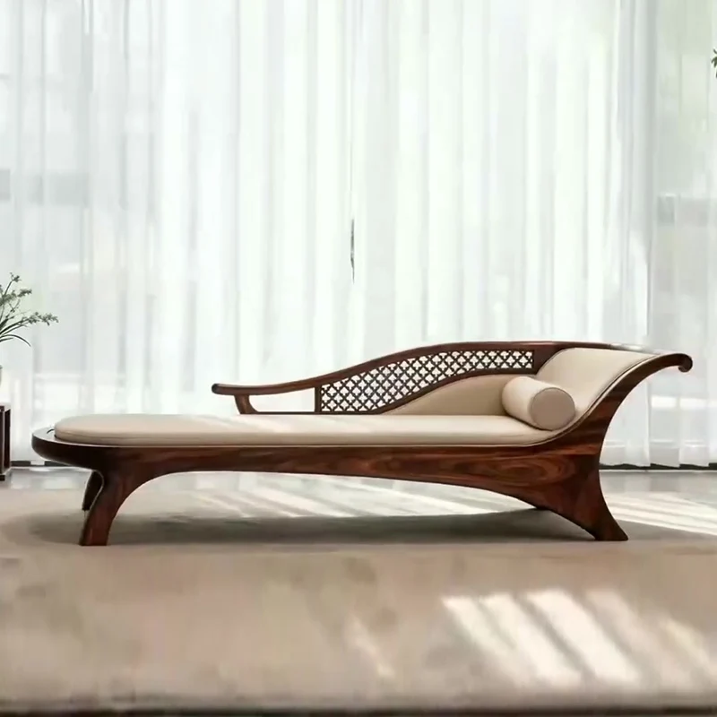 Solid wood beauty couch, bed end reclining chair, bedroom Zen chaise longue chair
