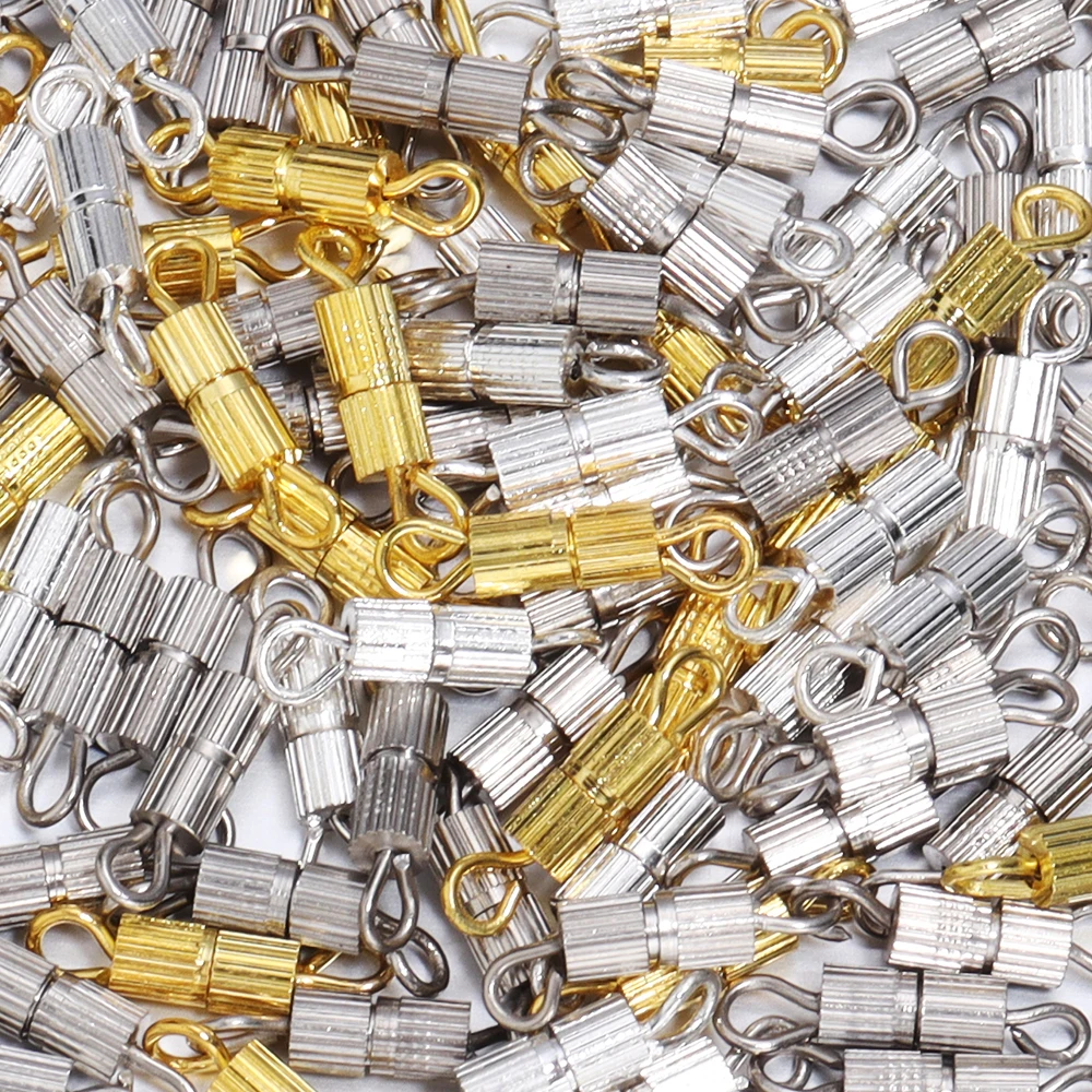 30pcs/lot Metal Cylinder Clasps Fasteners Buckle End Clasps Connector For DIY Jewelry Making Necklace Bracelet Accessories