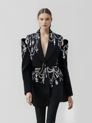 Keti Diamond Long Sleeve Cutout Blazer Dress