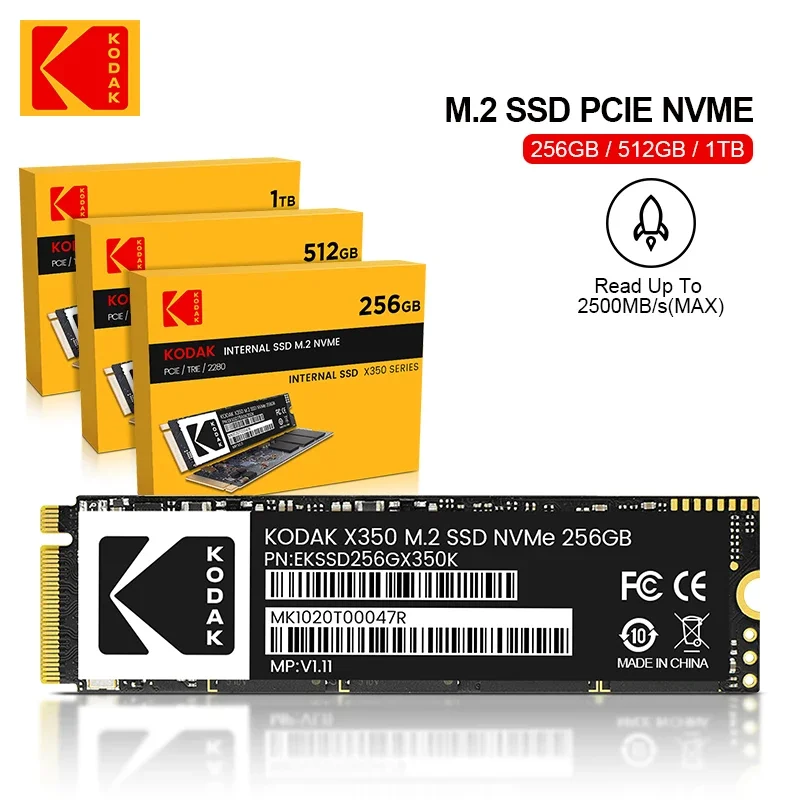 Imagem -06 - Kodak-unidade Interna de Estado Sólido Disco Rígido para Ps4 Desktop Original X350 M.2 2280 Pcie Gen3.0 x Ssd Nvme 2tb 1tb 512gb 256gb