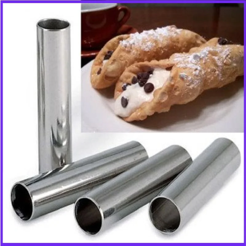 Alluminum Cannoli Forms, 4 Tubes/Packs Cannolo Straight tube does not stick/anode Croissant Danish Bread14.5cm X2.5cm mold