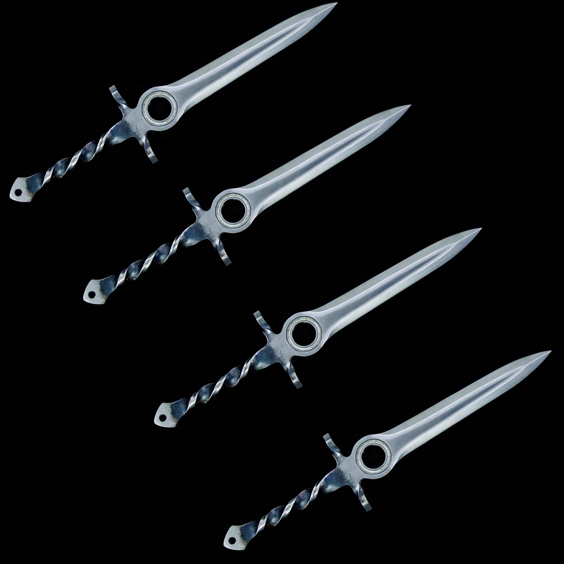 Espadas de anime japonesas de 27.5 cm, 4 juegos en un paquete, hoja de acero lista para la batalla con espiga completa, katana de artes marciales ninja, no afiladas.