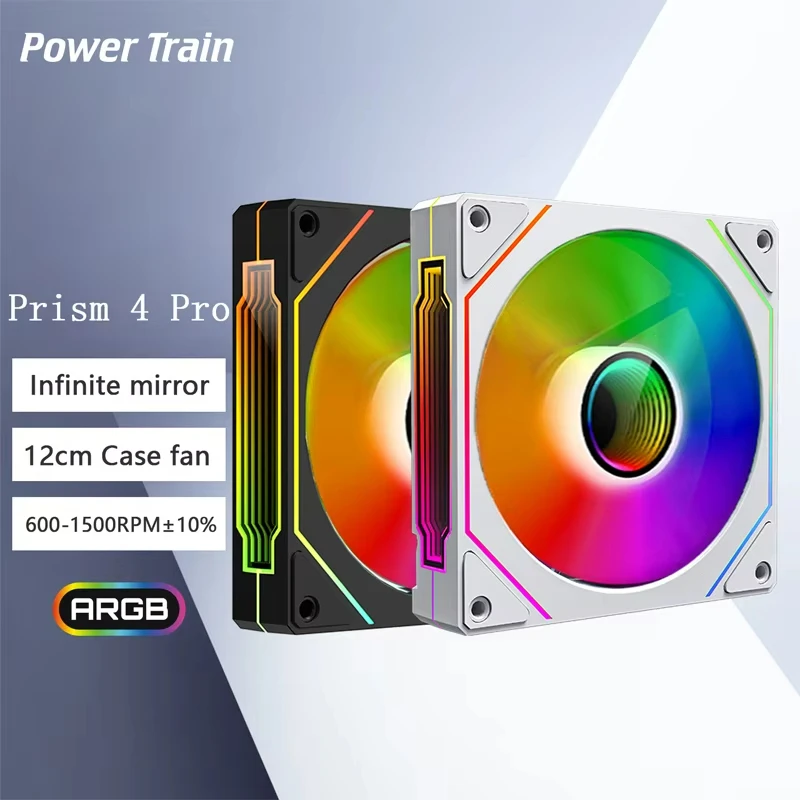 Power Train PRISM 4 PRO 120mm 5V ARGB Case Fan Infinity Mirror Design 4Pin PWM 12CM Quiet Cooling Fan Chassis Reverse Fan