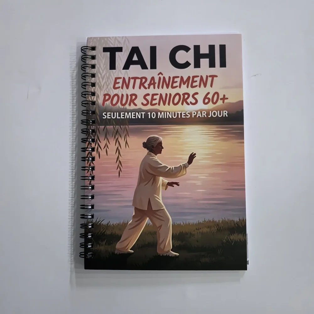 French Tai Chi Guide for Seniors 60 Plus, 28-Day Daily 10 Minutes Workout Plan, Spiral Bound Beginner Health Book